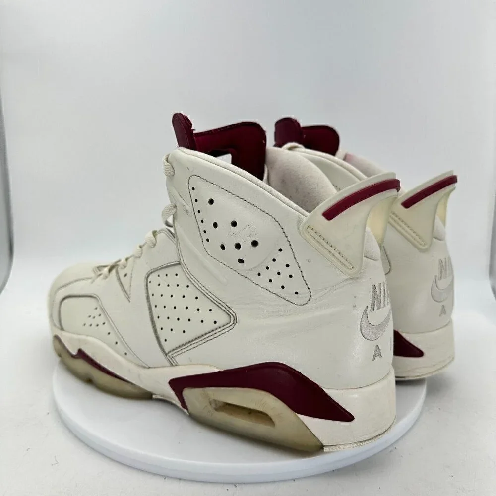 Nike Air Jordan 6 Retro Men Size 13 384664–116 Red Maroon White Basketball Shoes